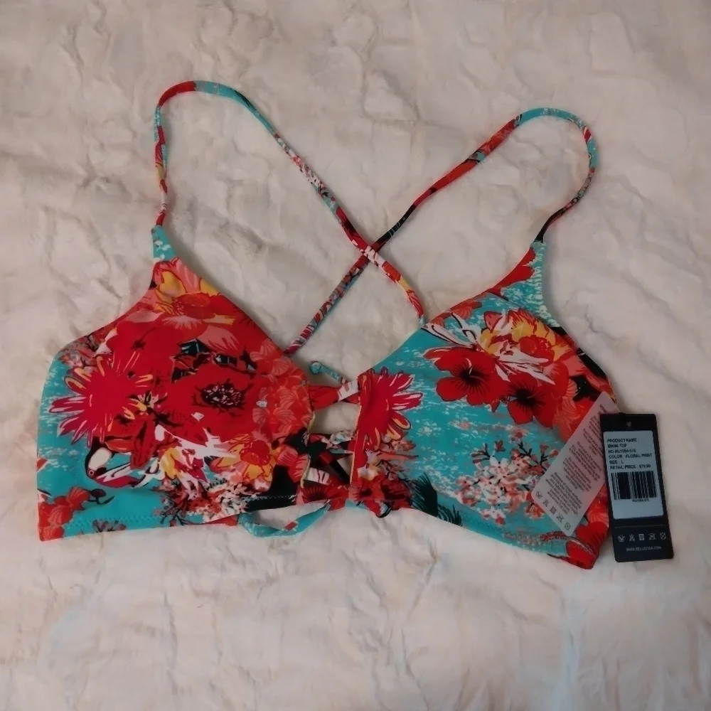 RELLECIGA Women's‎ Tropical Print Cheeky Brazilian Cut 2 Piece Bikini Swimsuit L